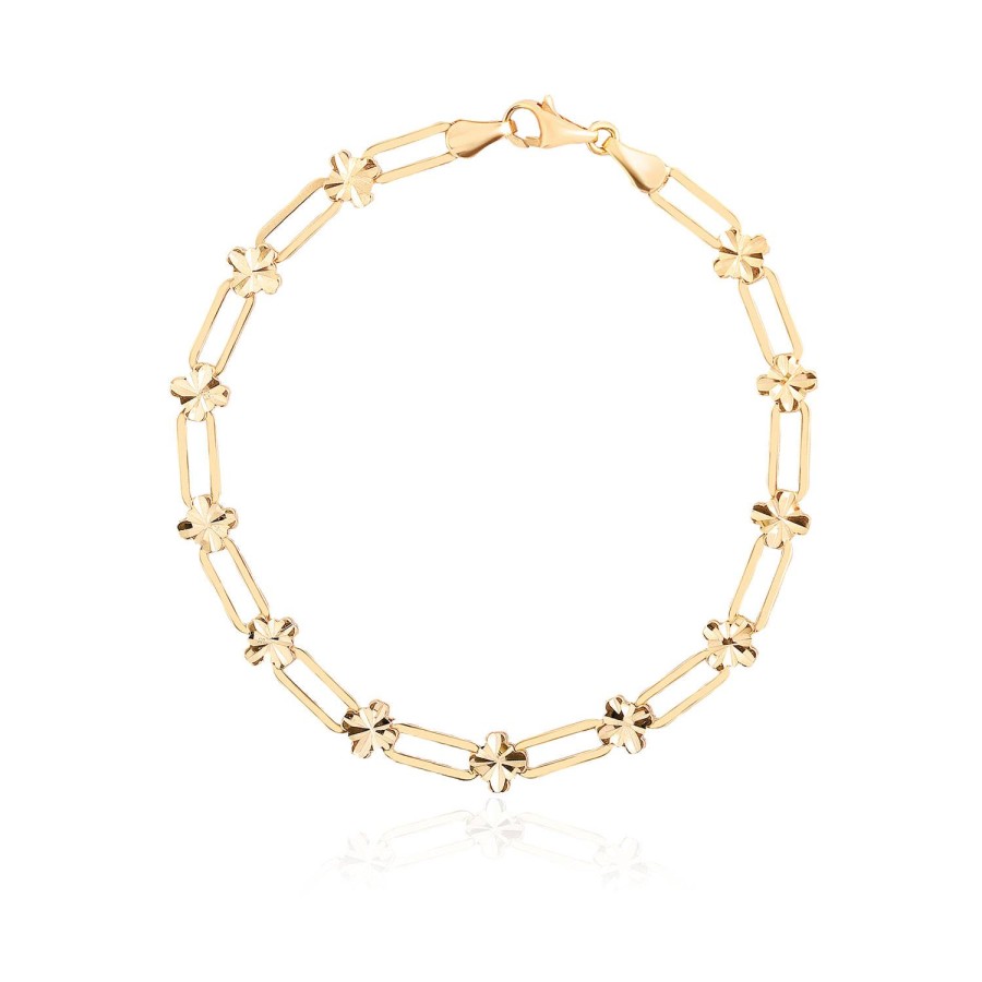 14 Ayar Sarı Altın Çiçek Figürlü Bileklik