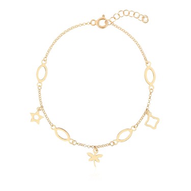 14 Ayar Sarı Altın Yıldız Figürlü Sade Bileklik