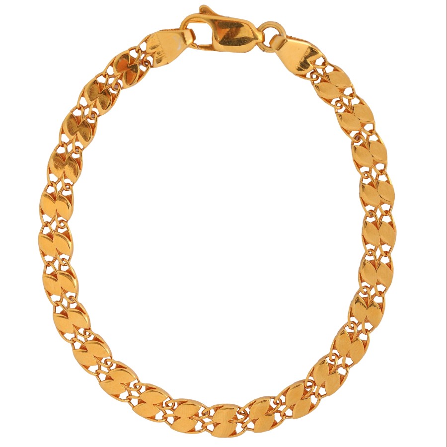 14 Ayar Sarı Altın Yaprak Motifli Pullu Bileklik