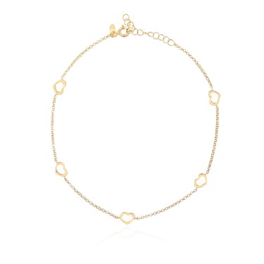 14 Ayar Sarı Altın Kalp Figürlü Bileklik