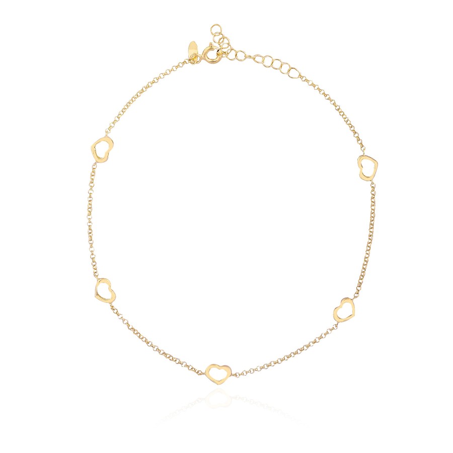 14 Ayar Sarı Altın Kalp Figürlü Bileklik