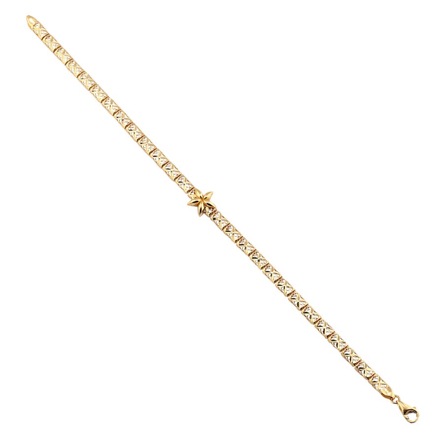 14 Ayar Sarı Altın Sıralı Taşsız Bileklik