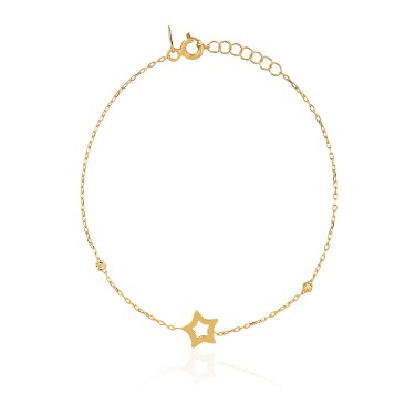 14 Ayar Sarı Altın Yıldız Figürlü Taşsız Bileklik
