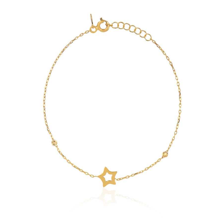 14 Ayar Sarı Altın Yıldız Figürlü Taşsız Bileklik