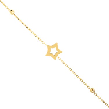 14 Ayar Sarı Altın Yıldız Figürlü Taşsız Bileklik