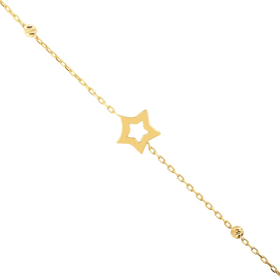 14 Ayar Sarı Altın Yıldız Figürlü Taşsız Bileklik