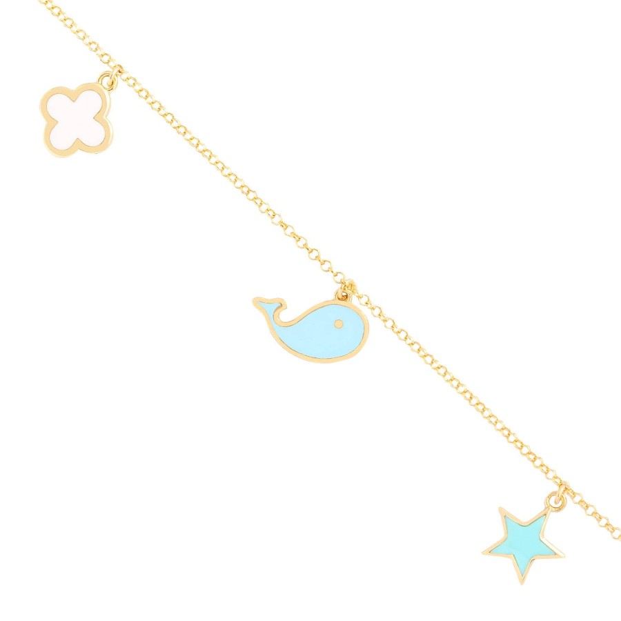 14 Ayar Sarı Altın Figürlü Sallantılı Çocuk Bileklik