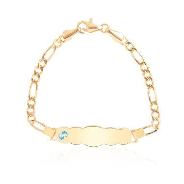 14 Ayar Sarı Altın Balina Figürlü Çocuk Künye Bileklik