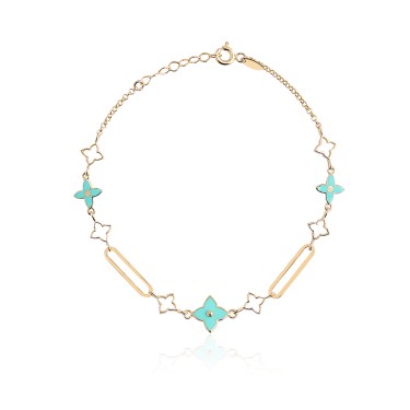 14 Ayar Sarı Altın Turkuaz Bileklik