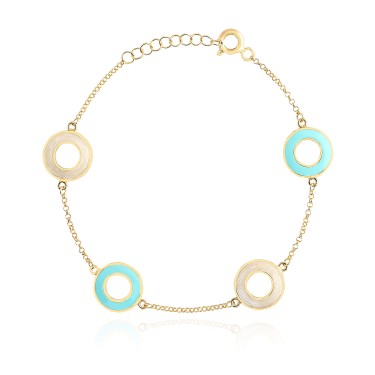 14 Ayar Sarı Altın Turkuaz Mineli Bileklik