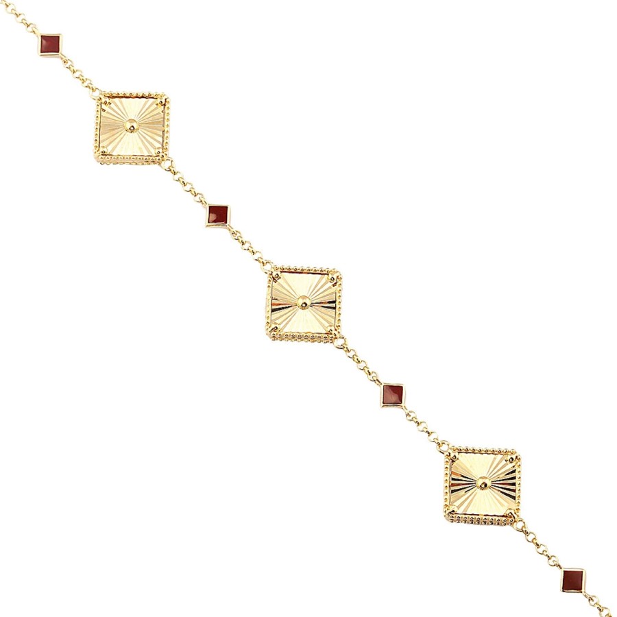 14 Ayar Sarı Altın Kalemli Mineli Bileklik