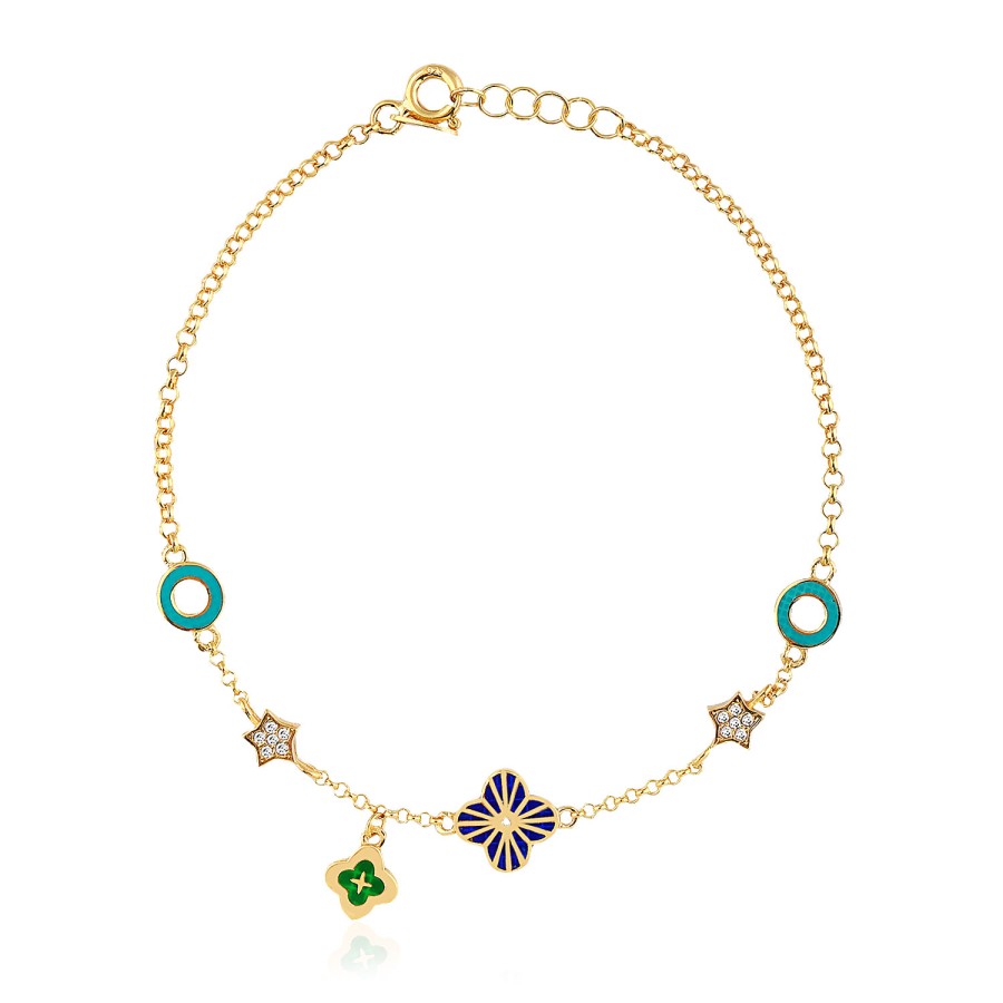 14 Ayar Sarı Altın Mineli Bileklik