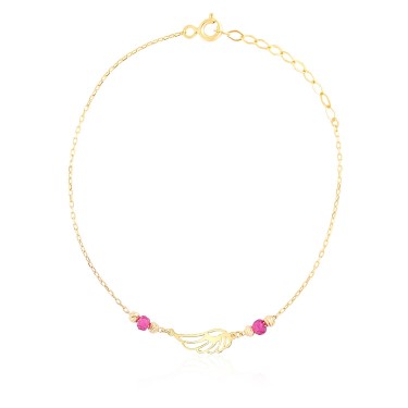 14 Ayar Sarı Altın Kanat Figürlü Taşlı Bileklik