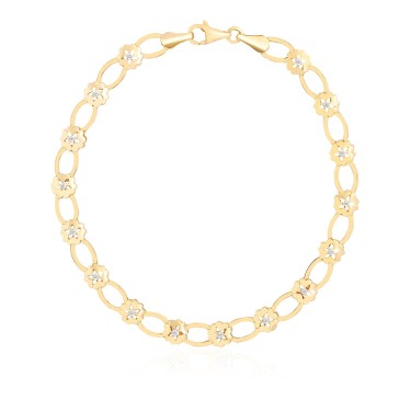 14 Ayar Sarı Altın Tasarım Taşlı Bileklik