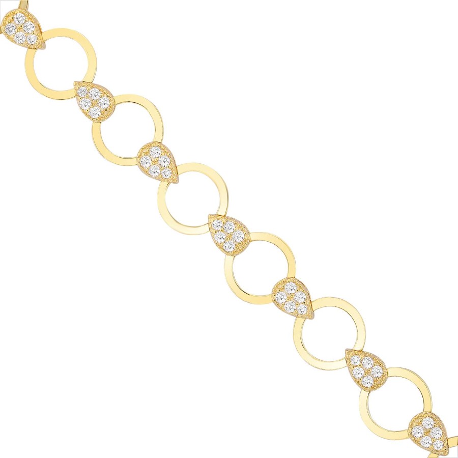 14 Ayar Sarı Altın Taşlı Halka Bileklik