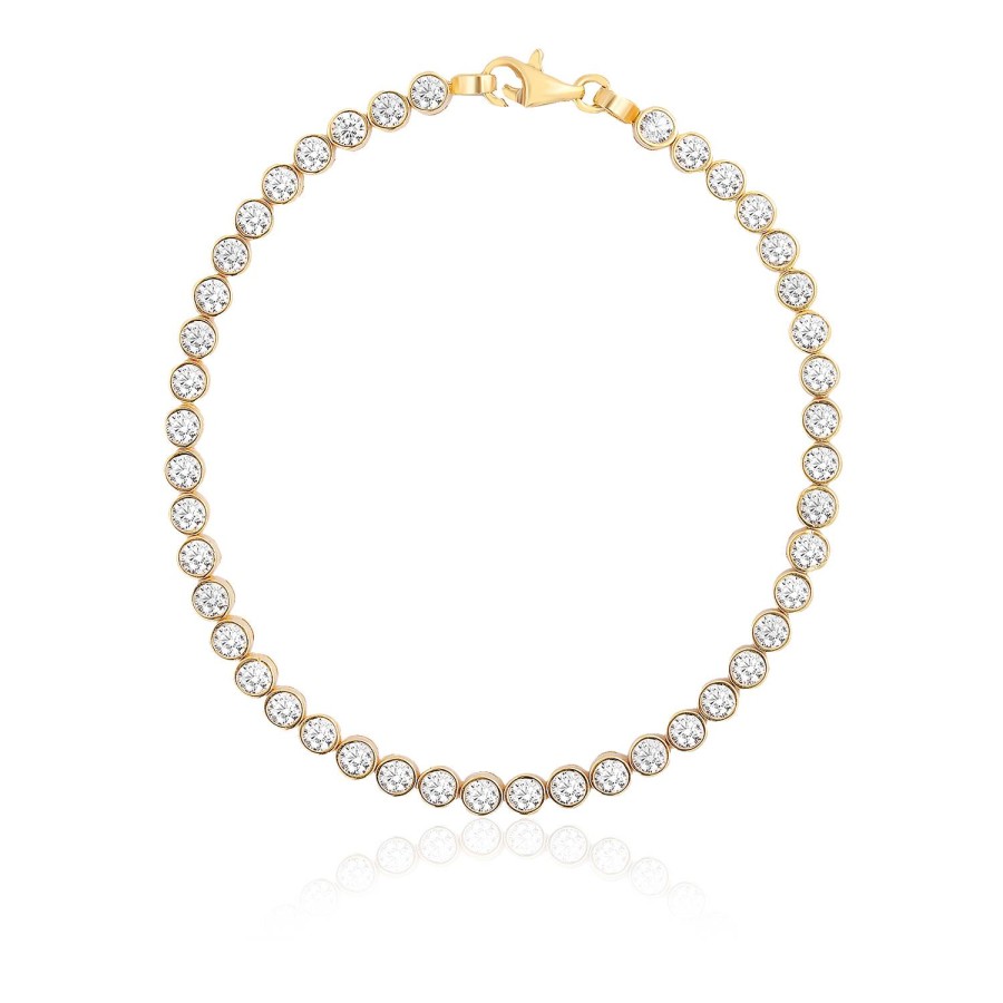 14 Ayar Sarı Altın Suyolu Taşlı Bileklik