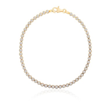 14 Ayar Sarı Altın Yuvarlak Taşlı Suyolu Bileklik