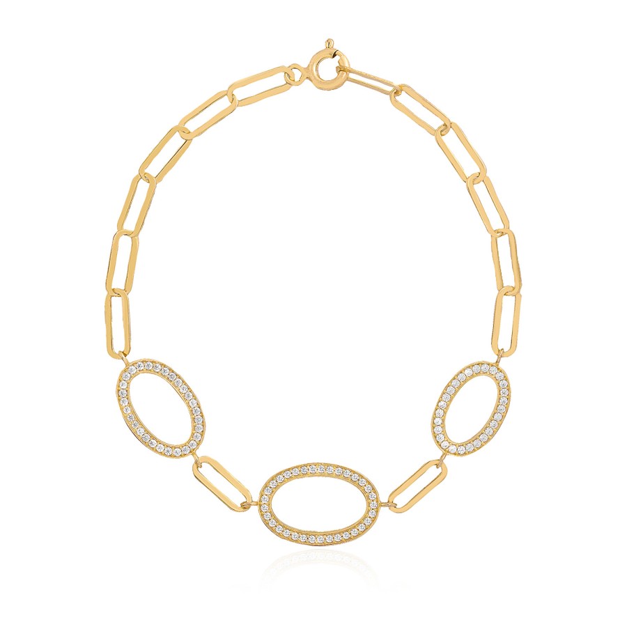 14 Ayar Sarı Altın Taşlı Zarif Bileklik