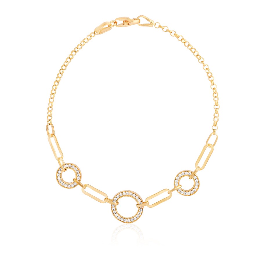 925 Ayar Gümüş Kararmaz Sarı Altın Kaplama Tasarım Taşlı Halka Bileklik