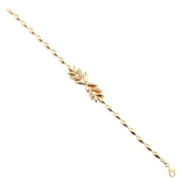 14 Ayar Sarı Altın Tasarım Taşlı Bileklik