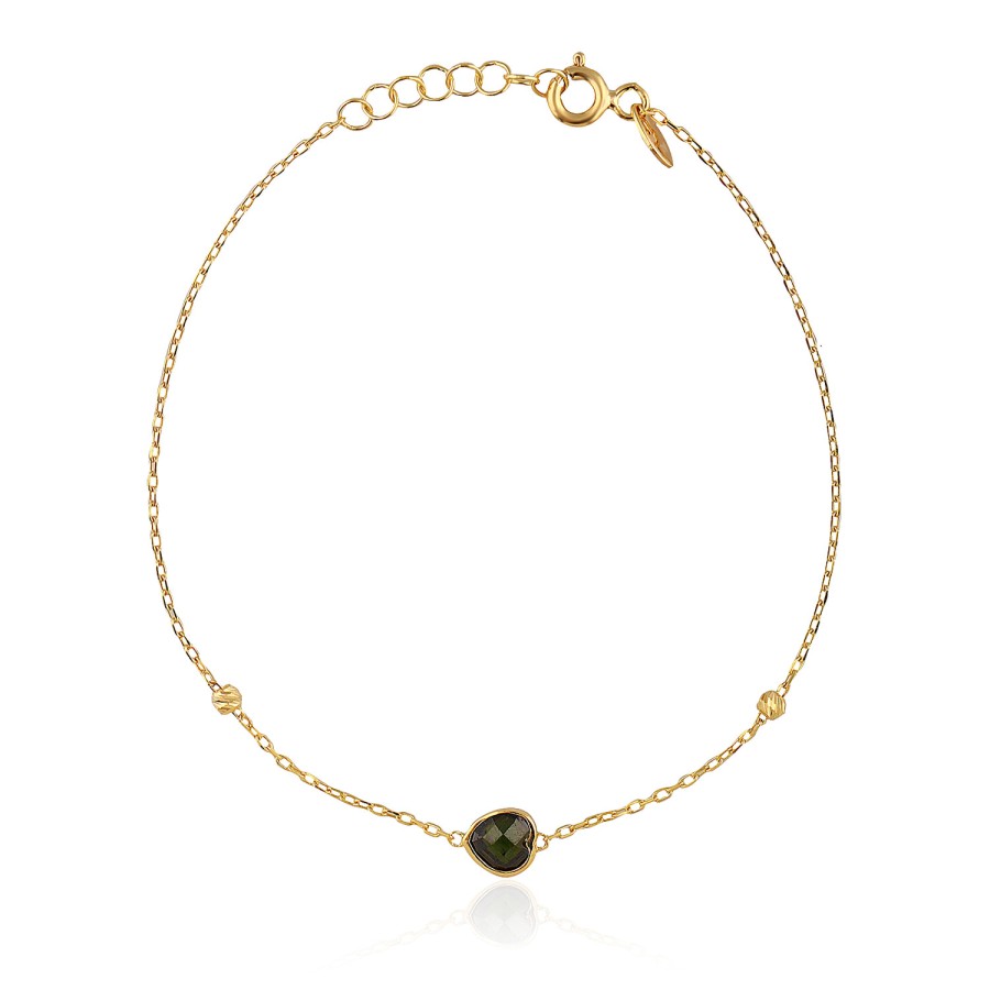 14 Ayar Sarı Altın Renkli Taşlı Özel Tasarım Bileklik