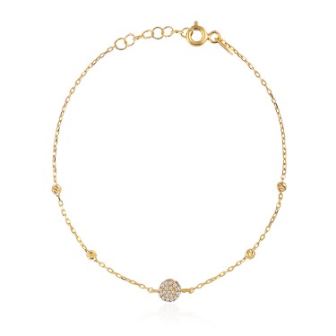 14 Ayar Sarı Altın Renkli Taşlı Özel Tasarım Bileklik