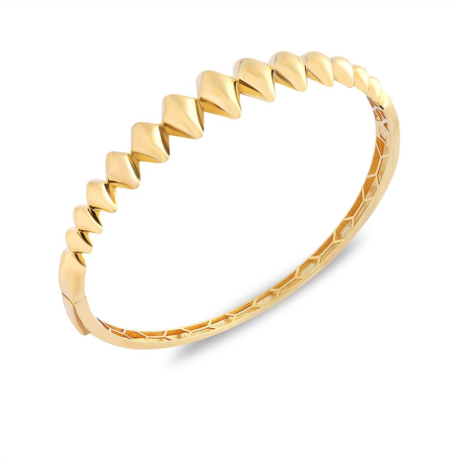 14 Ayar Sarı Altın Tasarım Model Kelepçe