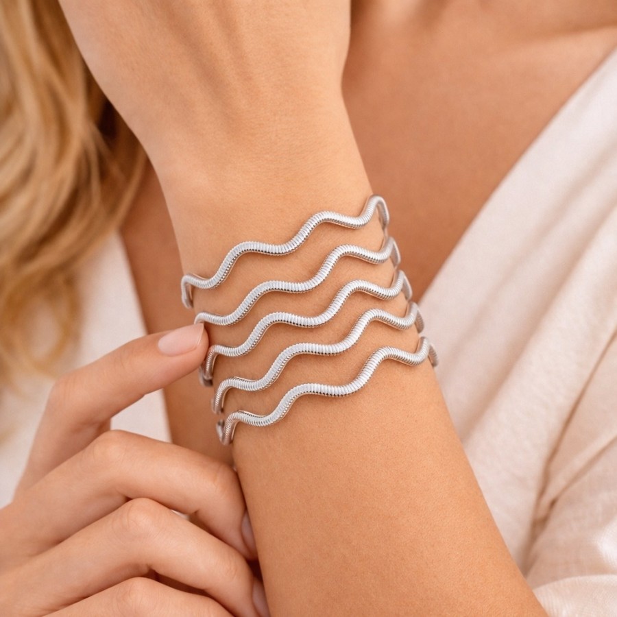 925 Ayar 5 Adet Gümüş 7 Gram Zigzag Bilezik