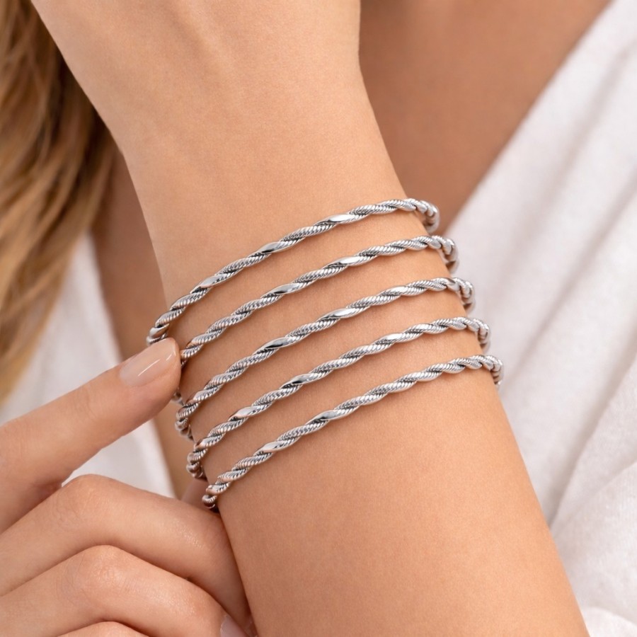 925 Ayar 5 Adet Gümüş 7 Gram Burma Bilezik