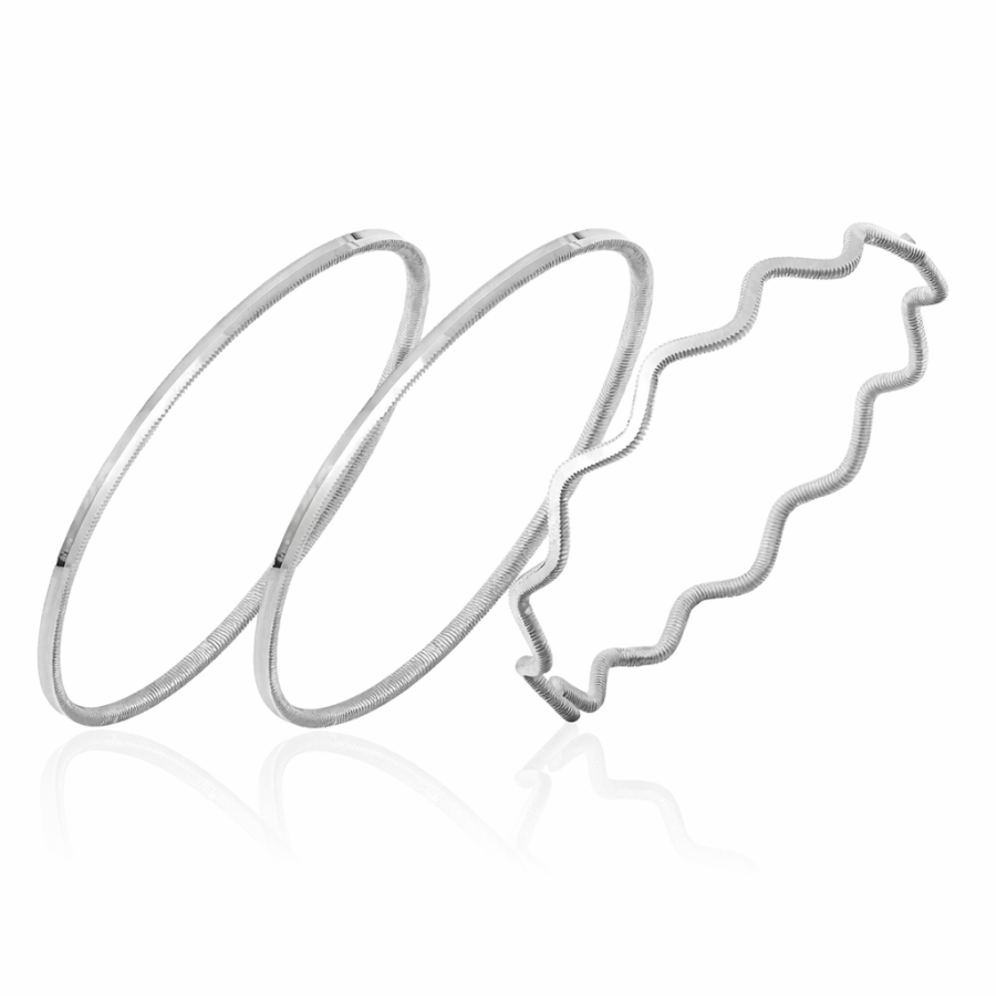 925 Ayar 3 Adet Gümüş 7 Gram Ajda ve Zigzag Kombin Bilezik