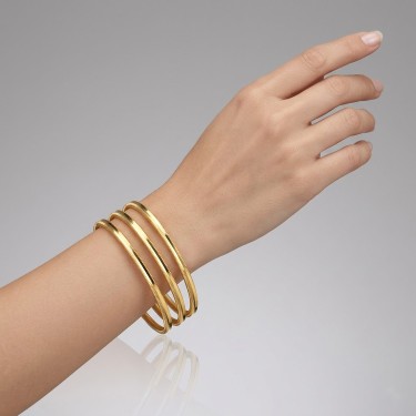 925 Ayar 3 Adet Gümüş Altın Kaplama 7 Gram Ajda Bilezik