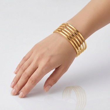 925 Ayar 5 Adet Gümüş Altın Kaplama 7 Gram Ajda Bilezik