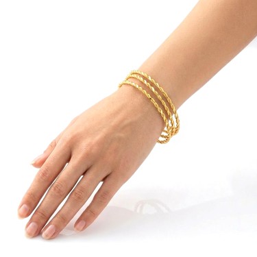 925 Ayar 3 Adet Gümüş Altın Kaplama 7 Gram Burma Bilezik