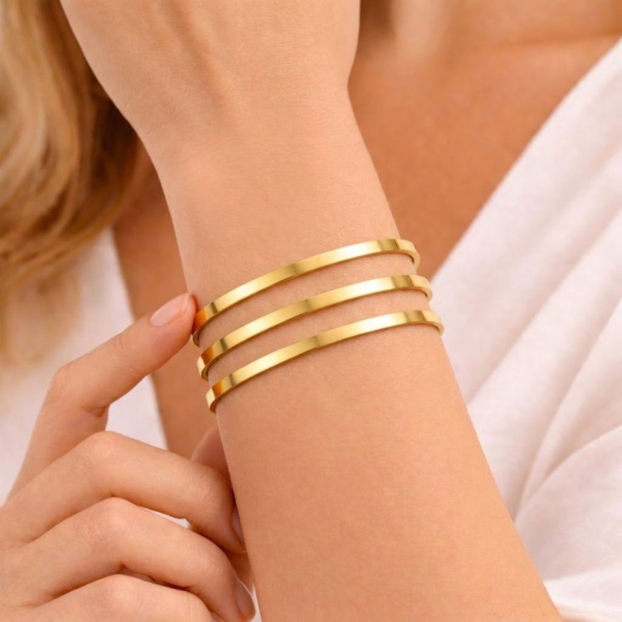 925 Ayar 3 Adet Gümüş Altın Kaplama 7 Gram Kibrit Çöpü Bilezik