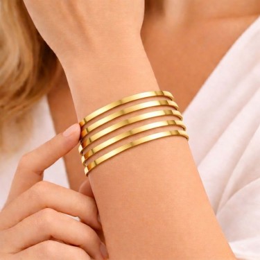 925 Ayar 5 Adet Gümüş Altın Kaplama 7 Gram Kibrit Çöpü Bilezik