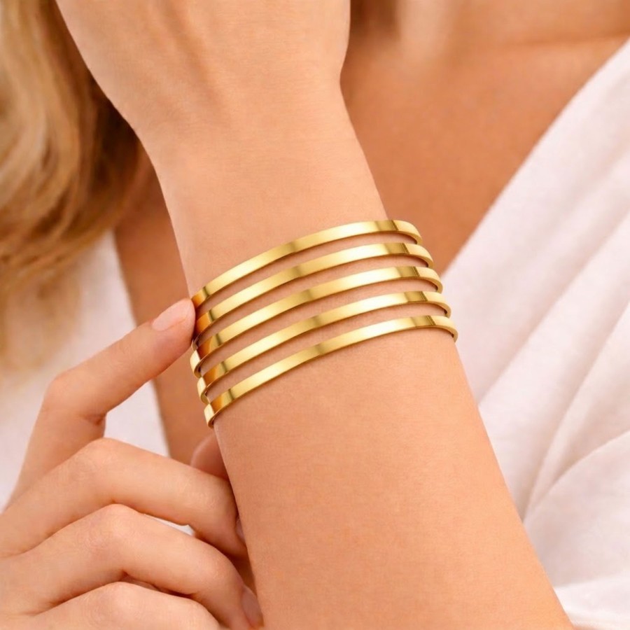 925 Ayar 5 Adet Gümüş Altın Kaplama 7 Gram Kibrit Çöpü Bilezik