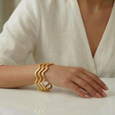 925 Ayar 3 Adet Gümüş Altın Kaplama7 Gram Zigzag Bilezik