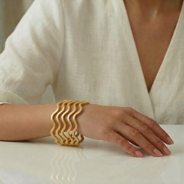 925 Ayar 5 Adet Gümüş Altın Kaplama 7 Gram Zigzag Bilezik