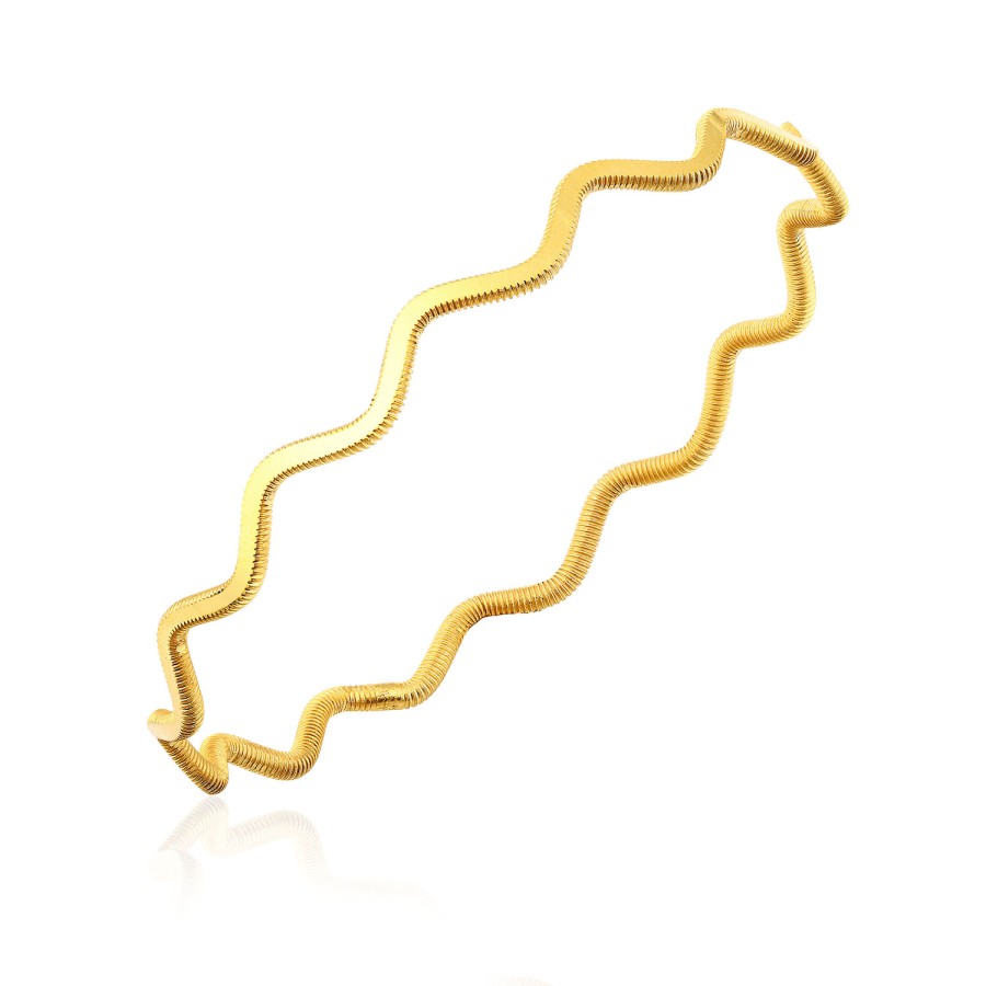 925 Ayar 5 Adet Gümüş Altın Kaplama 7 Gram Zigzag Bilezik