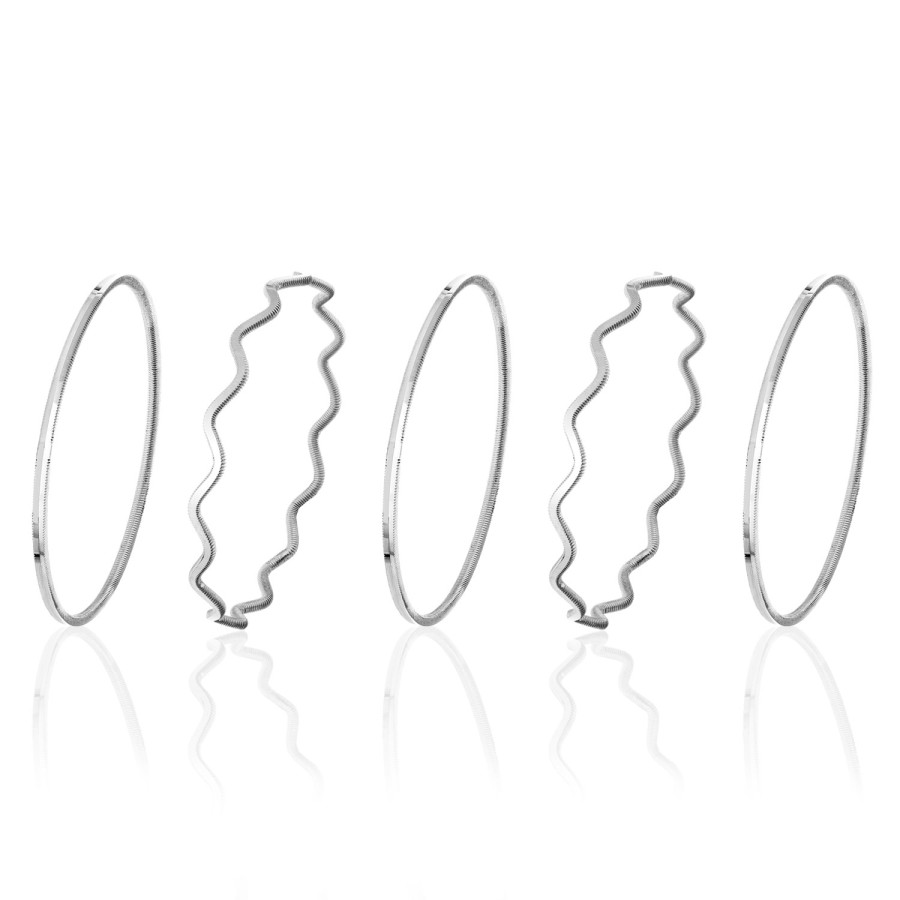 925 Ayar 5 Adet Gümüş 7 Gram Ajda ve Zigzag Kombin Bilezik