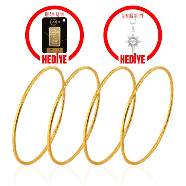 4 Adet Yatırımlık Hediyelik Altın 2 Gram Ajda Bilezik + Gram Altın ve Gümüş Kolye Hediyeli