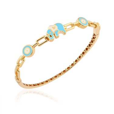 14 Ayar Sarı Altın Fil Figürlü Çocuk Bilezik