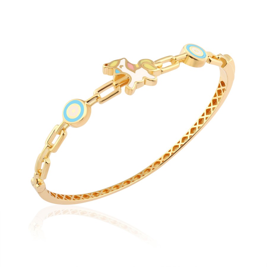 925 Ayar Gümüş Kararmaz Sarı Altın Kaplama Unicorn Çocuk Bilezik