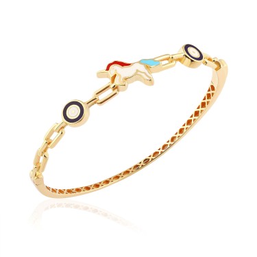 925 Ayar Gümüş Kararmaz Sarı Altın Kaplama Çocuk Bilezik