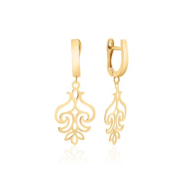 14 Ayar Sarı Altın Figürlü Sallantılı Taşsız Küpe