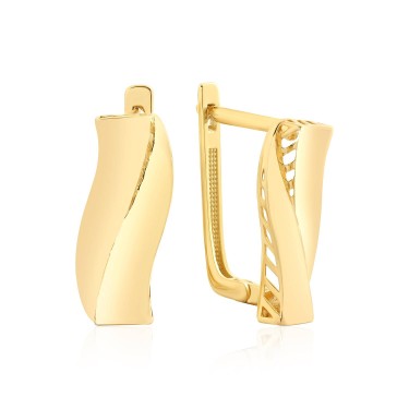 14 Ayar Sarı Altın Modern Taşsız Küpe