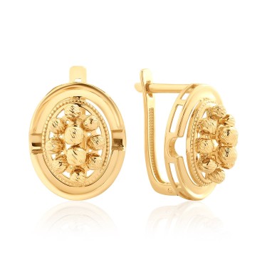 14 Ayar Sarı Altın Özel Tasarım Zarif Küpe