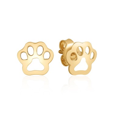 14 Ayar Sarı Altın Pati Figürlü Taşsız Küpe