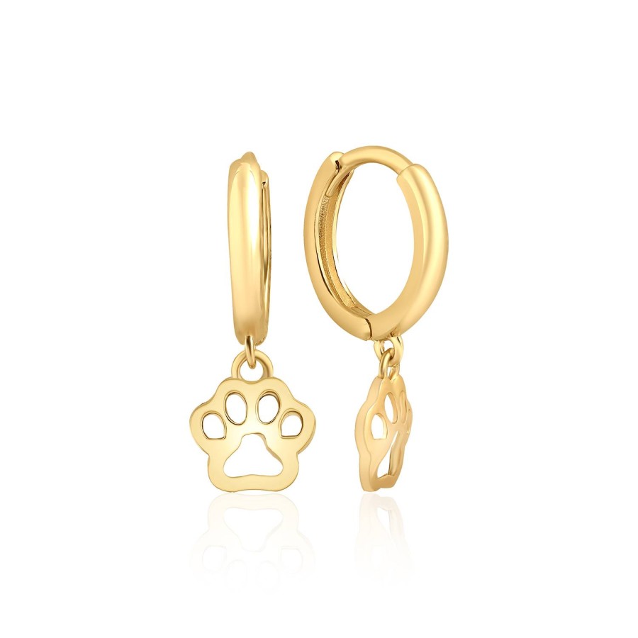 14 Ayar Sarı Altın Pati Figürlü Sallantılı Halka Taşsız Küpe