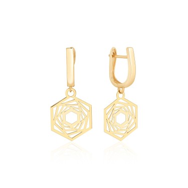 14 Ayar Sarı Altın Şık Tasarım Taşsız Küpe